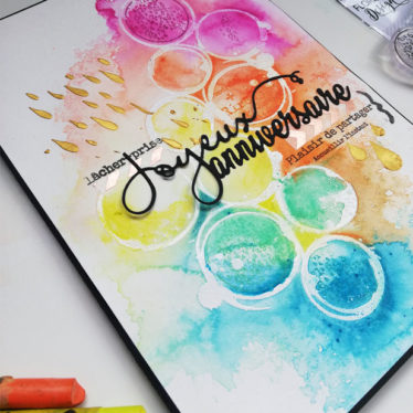 Carte anniversaire aux Neocolors 2